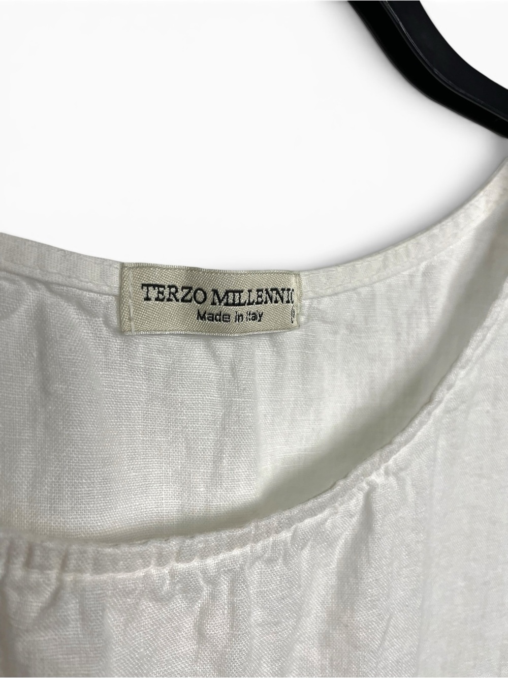 100% linen made in Italy White Short Sleeve Tunic with Eyelet Hem back details M - Picture 2 of 5
